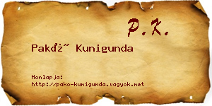 Pakó Kunigunda névjegykártya
